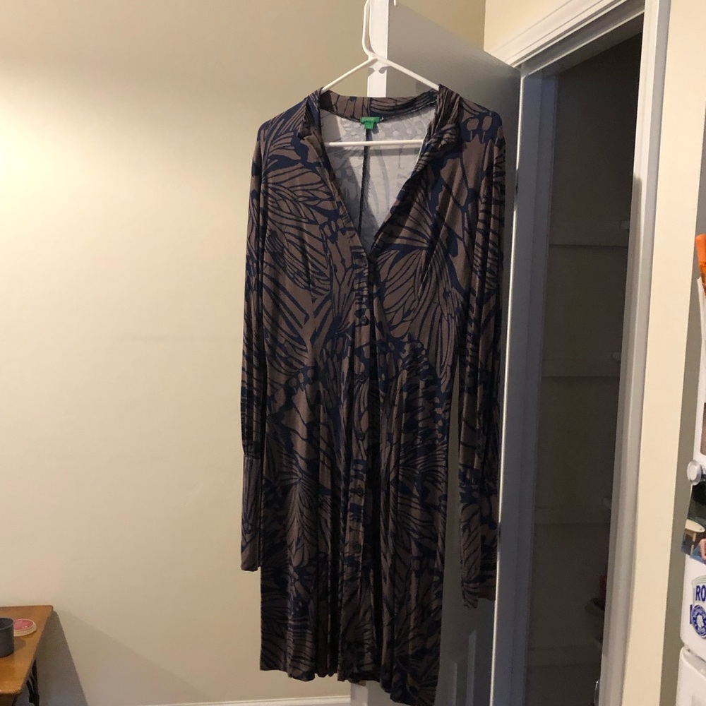 Long sleeve button down floral dress